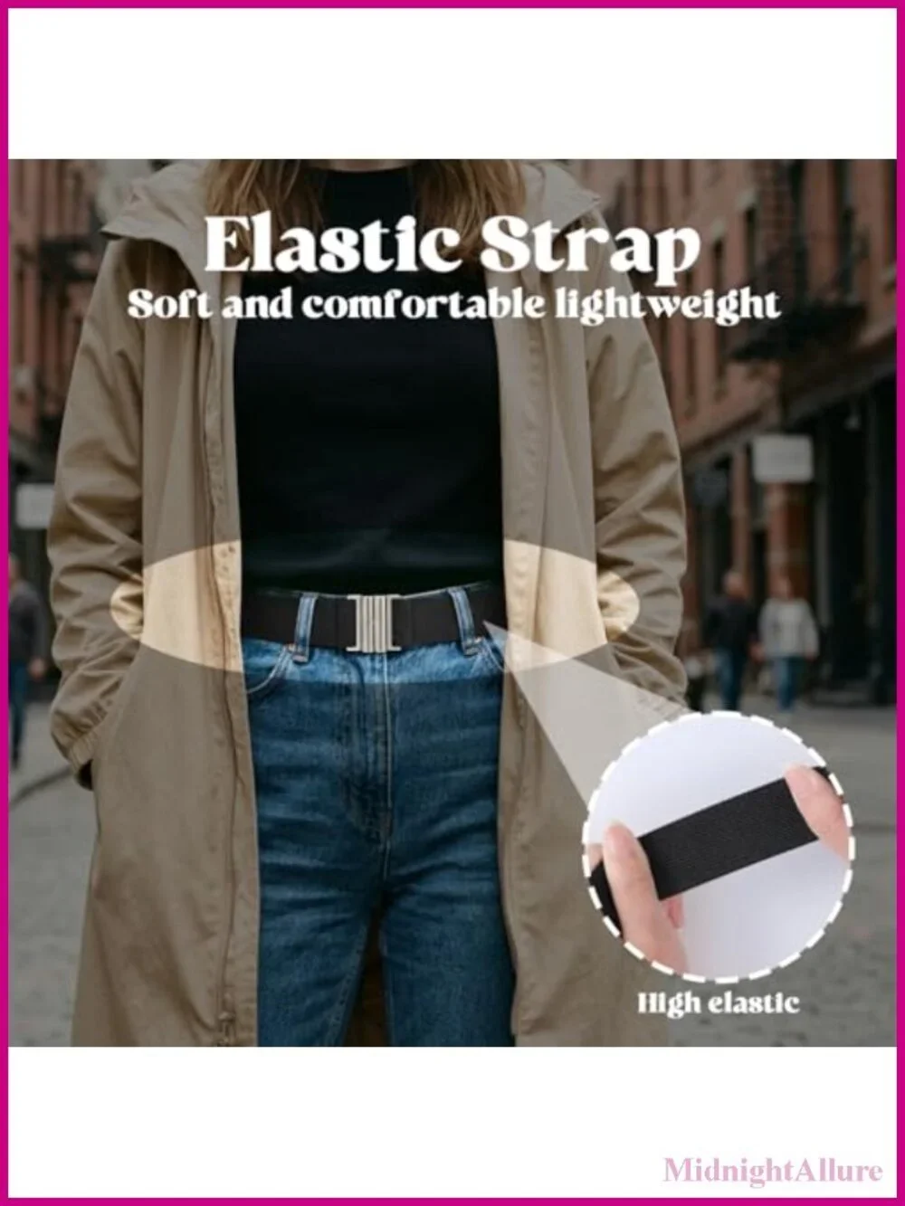 No Show Elastic Stretch Belt Invisible Flat Buckle Waistband
